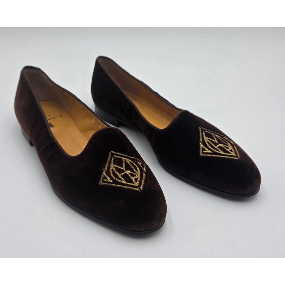 Ralph Lauren Collection Alonzo Velvet Loafers Deco Monogram Slippers Italy 9B